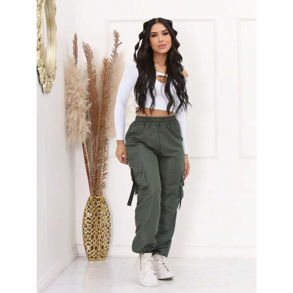 Calça Cargo Jogger Julia TACTEL Feminina com bolso lateral