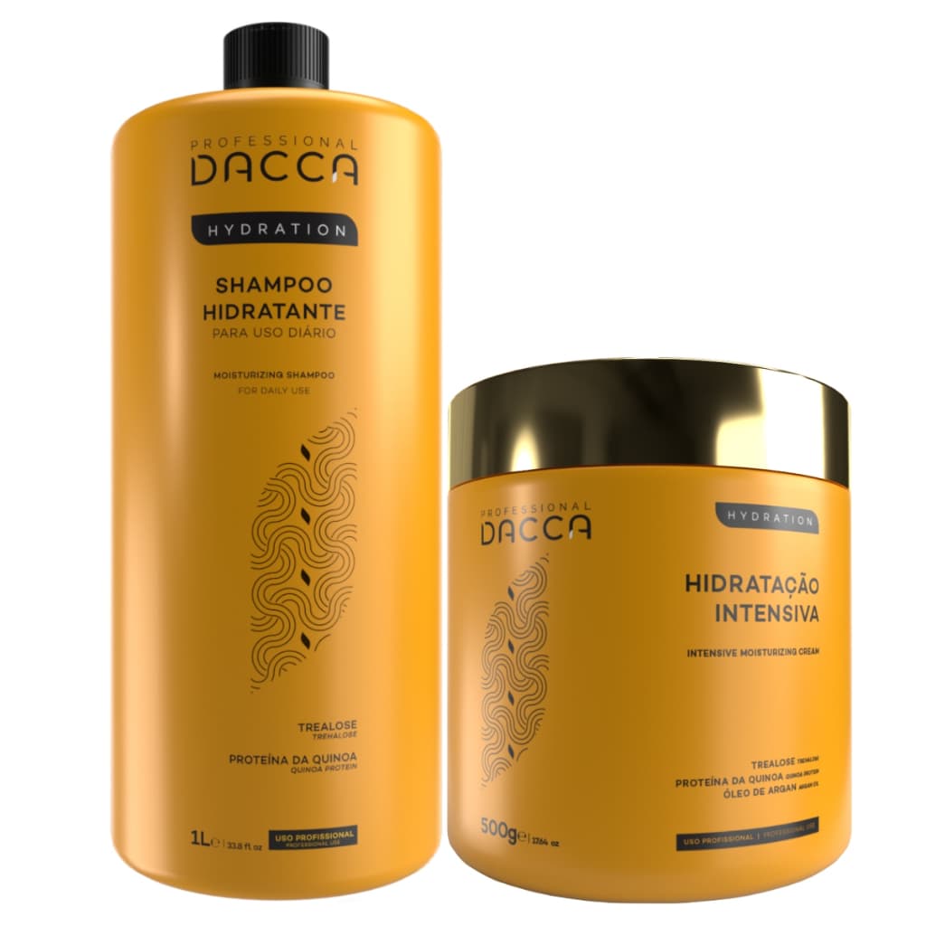 Dacca Kit Shampoo 1 Litro + Máscara de Hidratação Profissional Produtos de Cabelo