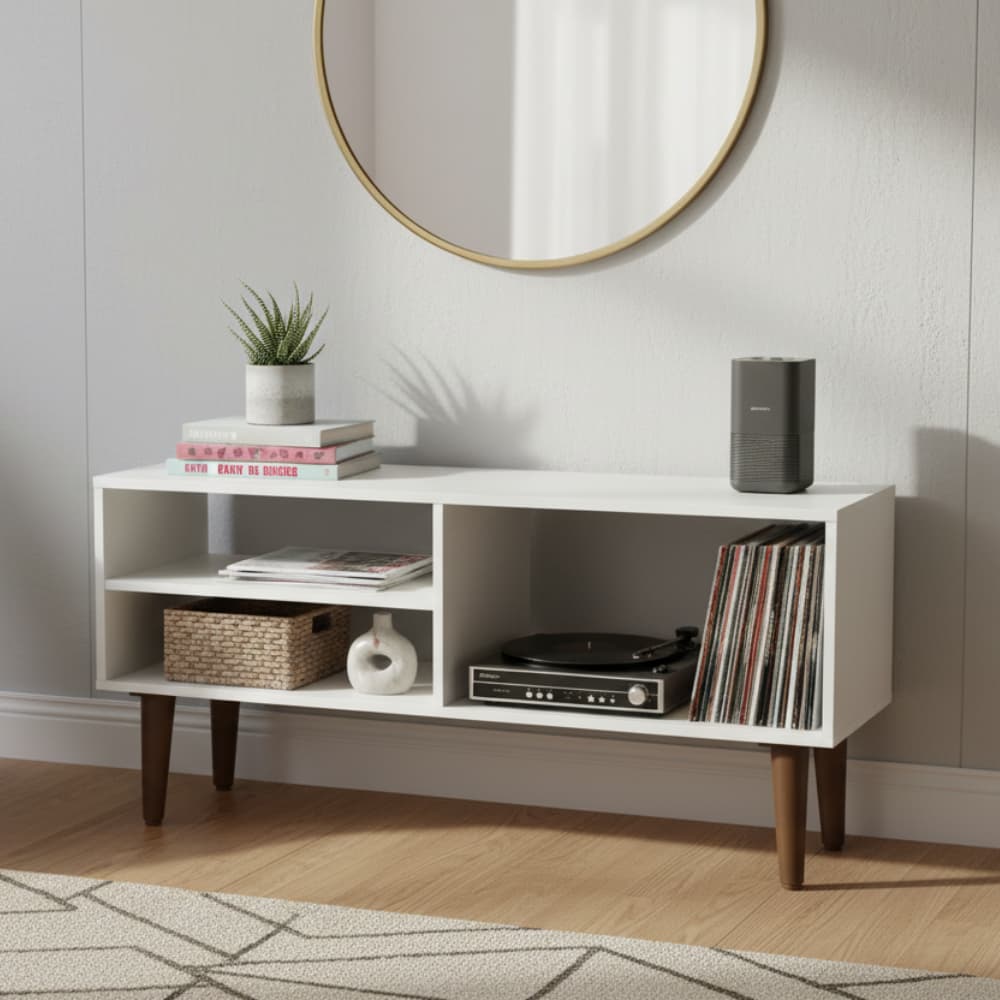 Rack Pé Retro Palito Vintage Aparador Para Tv Televisão Até 43 Polegadas Sala Quarto Compacto MDF