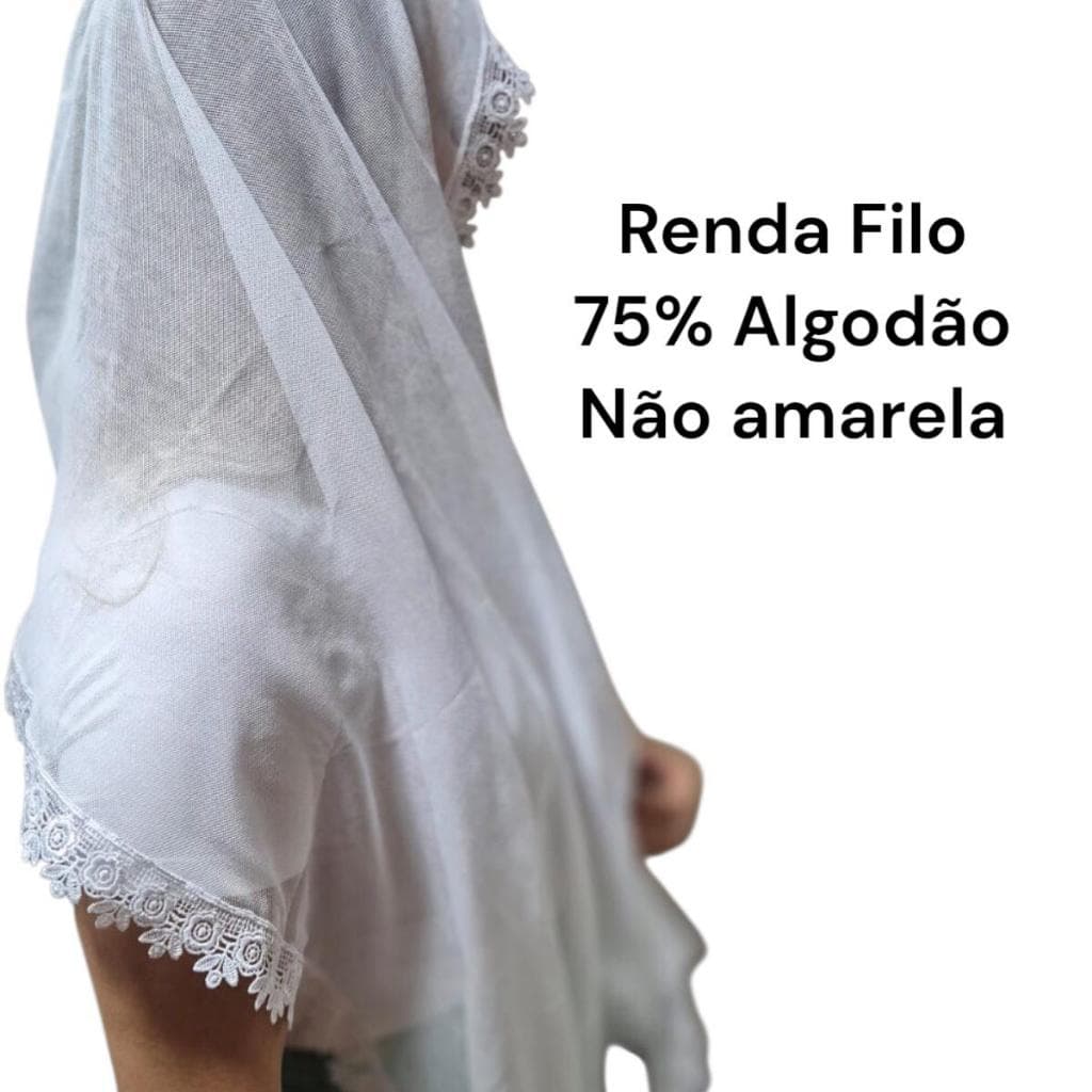 Véu CCB Elegante Branco Com Renda Filó