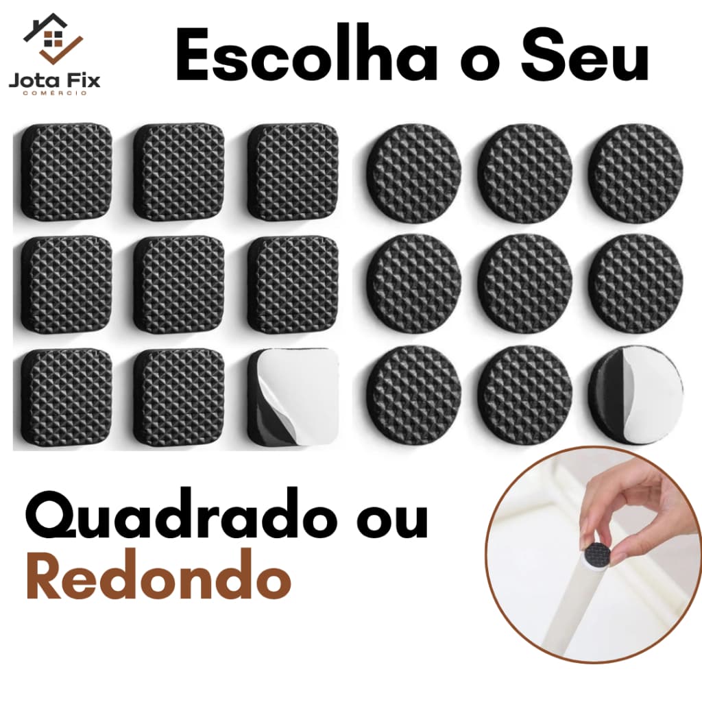 Protetor para Pé de Móveis EVA Adesivo Kit Protetores de Piso para Pés Cadeira Quadrado e Redondo