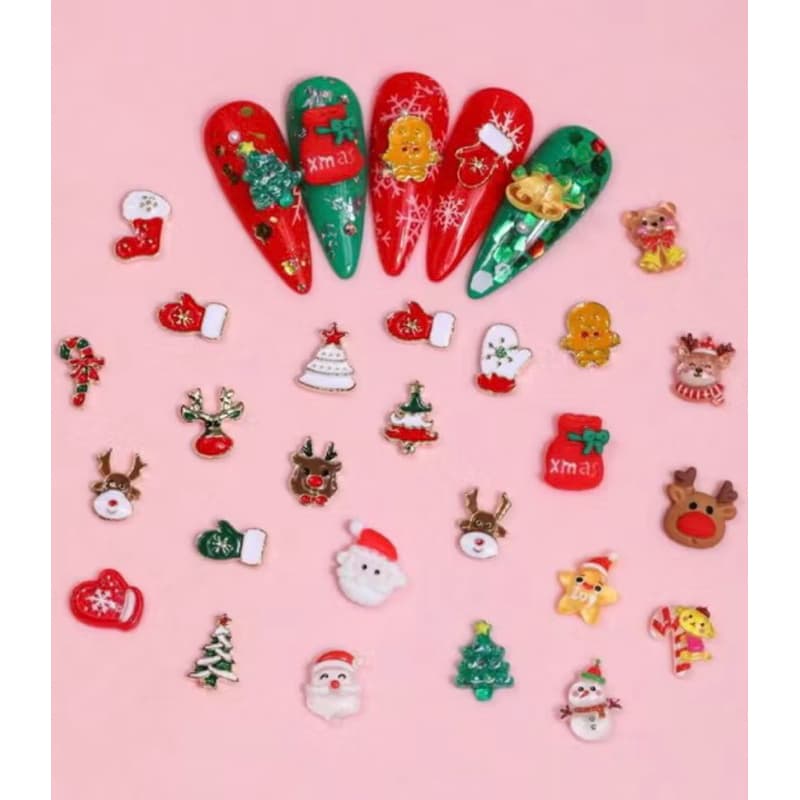 (100pcs) Charm Joias Para Unhas decoração 3D nail art Natal papai noel
