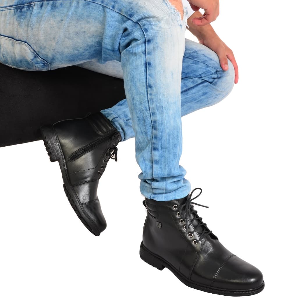 Bota masculina Coturno Silva&Silva  Antiderrapante Resistente Sola Costurada Couro