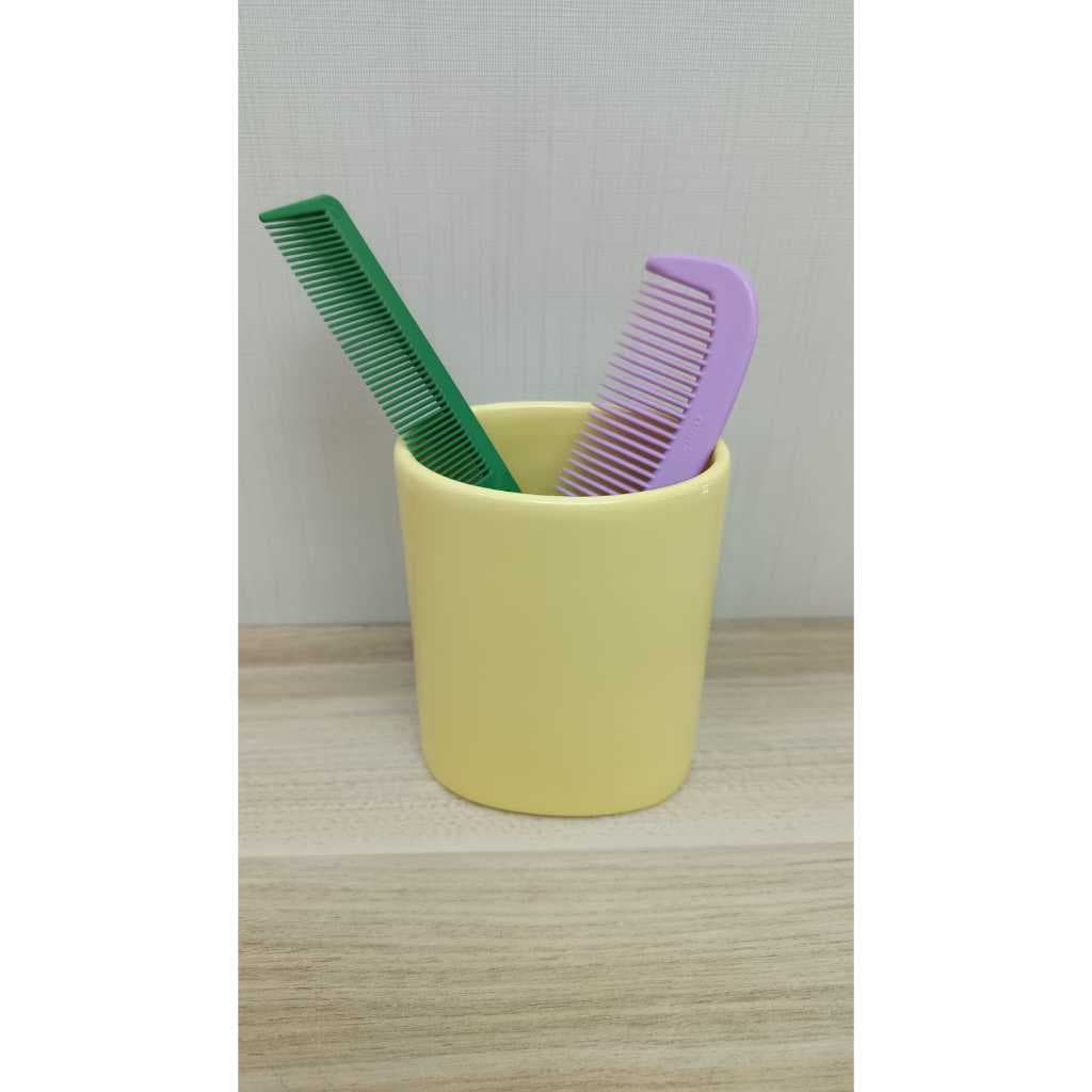 Porta Pentes de Porcelana Amarelo Candy Porta Escovas , Porta Pincel de Maquiagem , Porta Treco