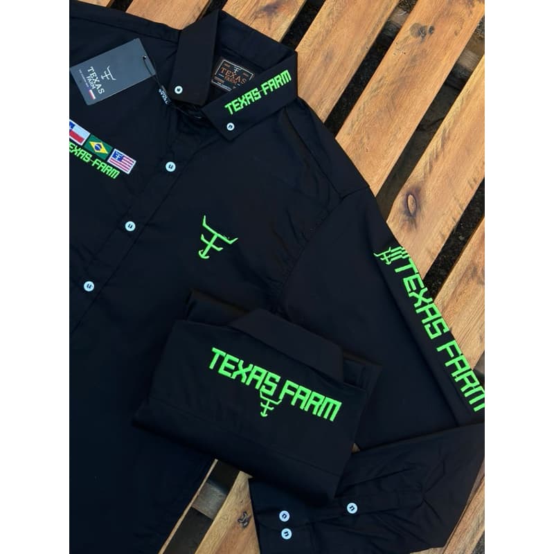 Camisa Texas Farm e Ariat  estilo americano manga longa social bordado country Cowboy rodeio
