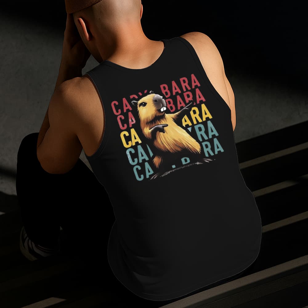 Camiseta Regata Masculina Estampada Capivara 100% Algodão Estilo Conforto Diário Do Tamanho P ao GG