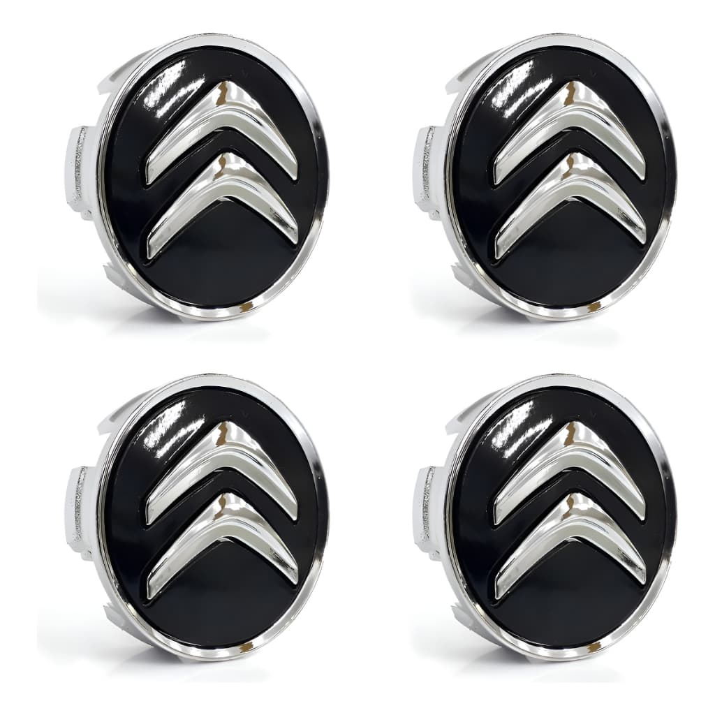 Kit Citroen Calotinha Central Tampa Roda C3 C4 58mm Preto