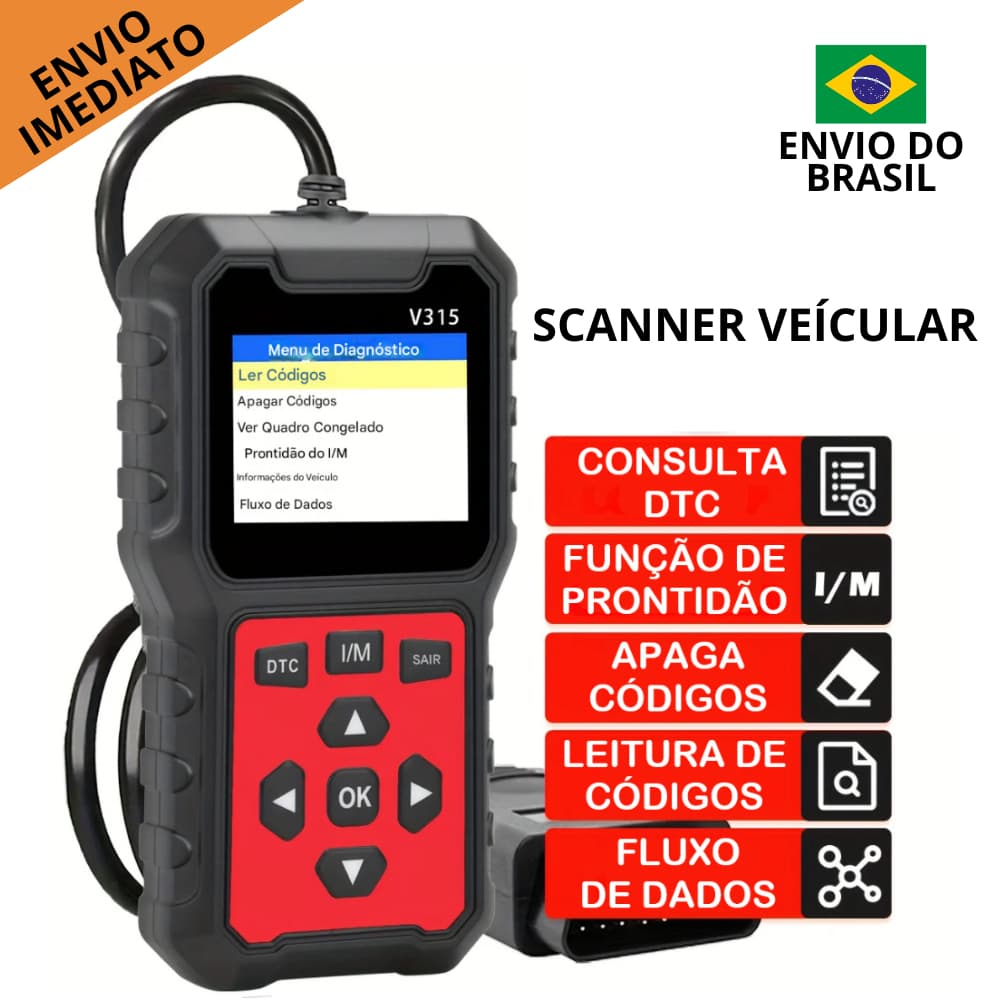 Scanner Automotivo Leitor de falhas tela colorida em português - V315 - promoção
