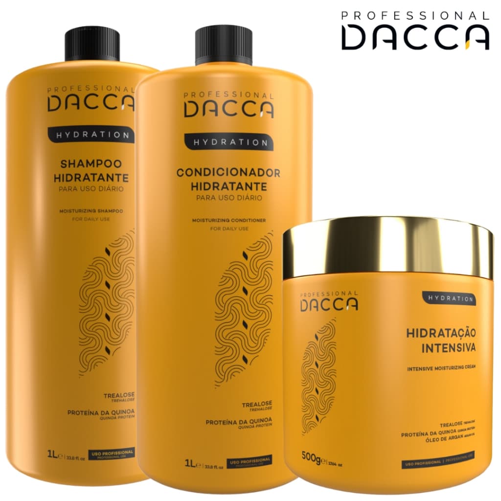 Dacca Kit Shampoo 1l + Condicionador 1l + Hidratação Profissional de Salão Produtos para Cabelo