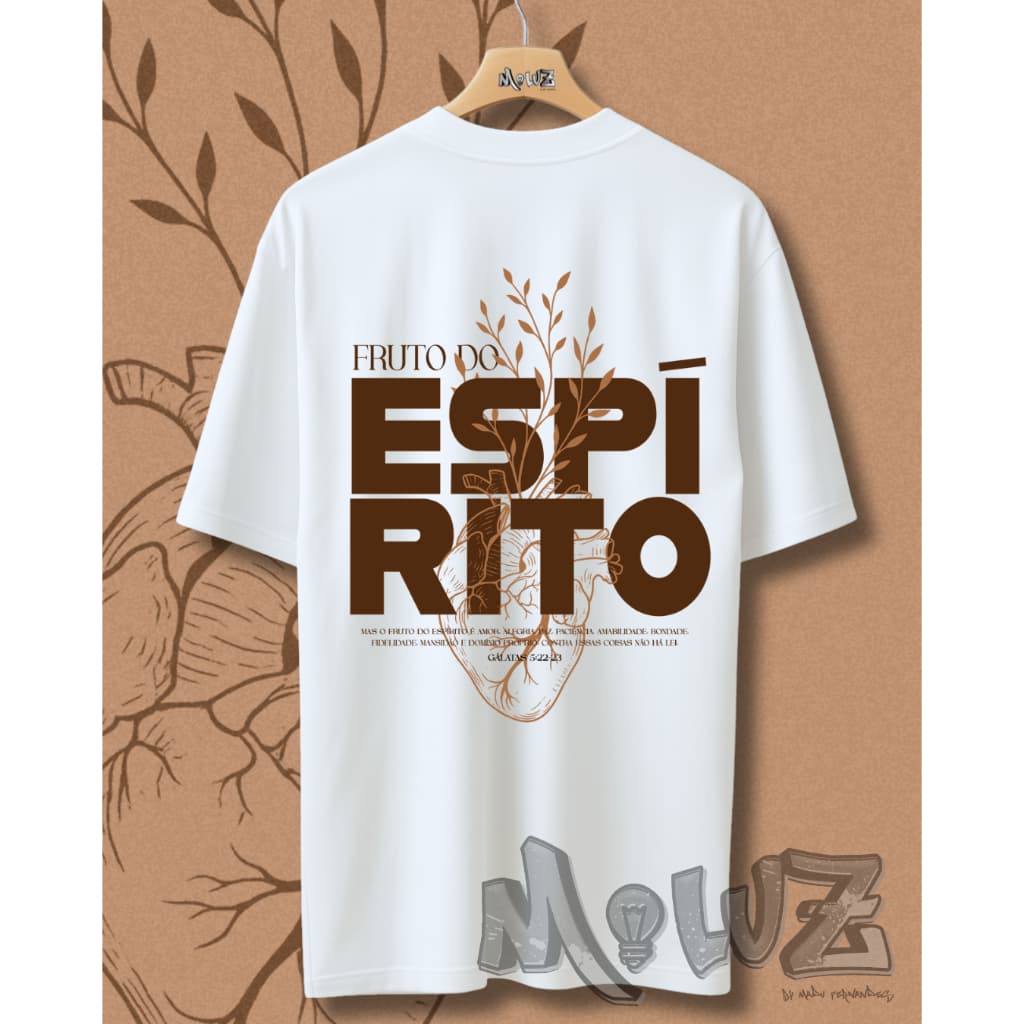 Camiseta Gospel Cristã Evangélica Premium Fruto do Espírito 100% Algodão Streetwear Fé Unissex