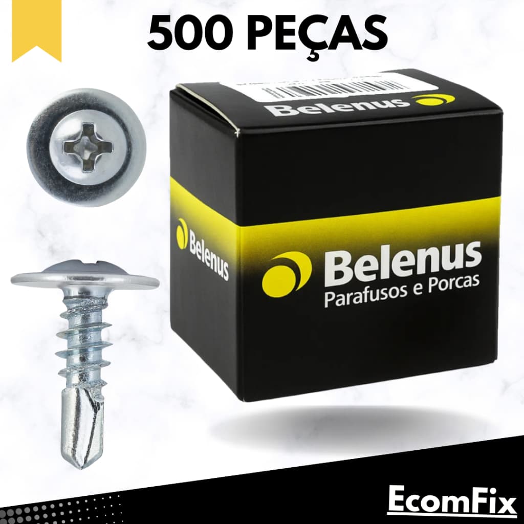 Parafuso Drywall Brocante Flangeado Phillips 4,2x19 - Caixa 500 Peças - BELENUS