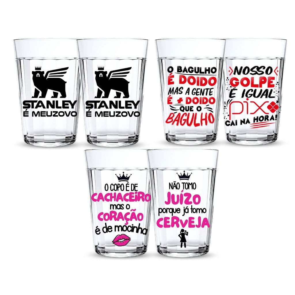 Jogo 2 Copos Americanos 190ml Estampado Frases Cerveja Presente Criativo Homem Mulher Engraçado