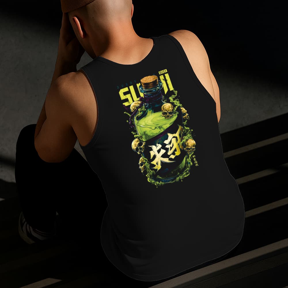 Camiseta Regata Masculina Estampada Pote de Veneno 100% Algodão Estilo Conforto Diário Do Tamanho P ao GG