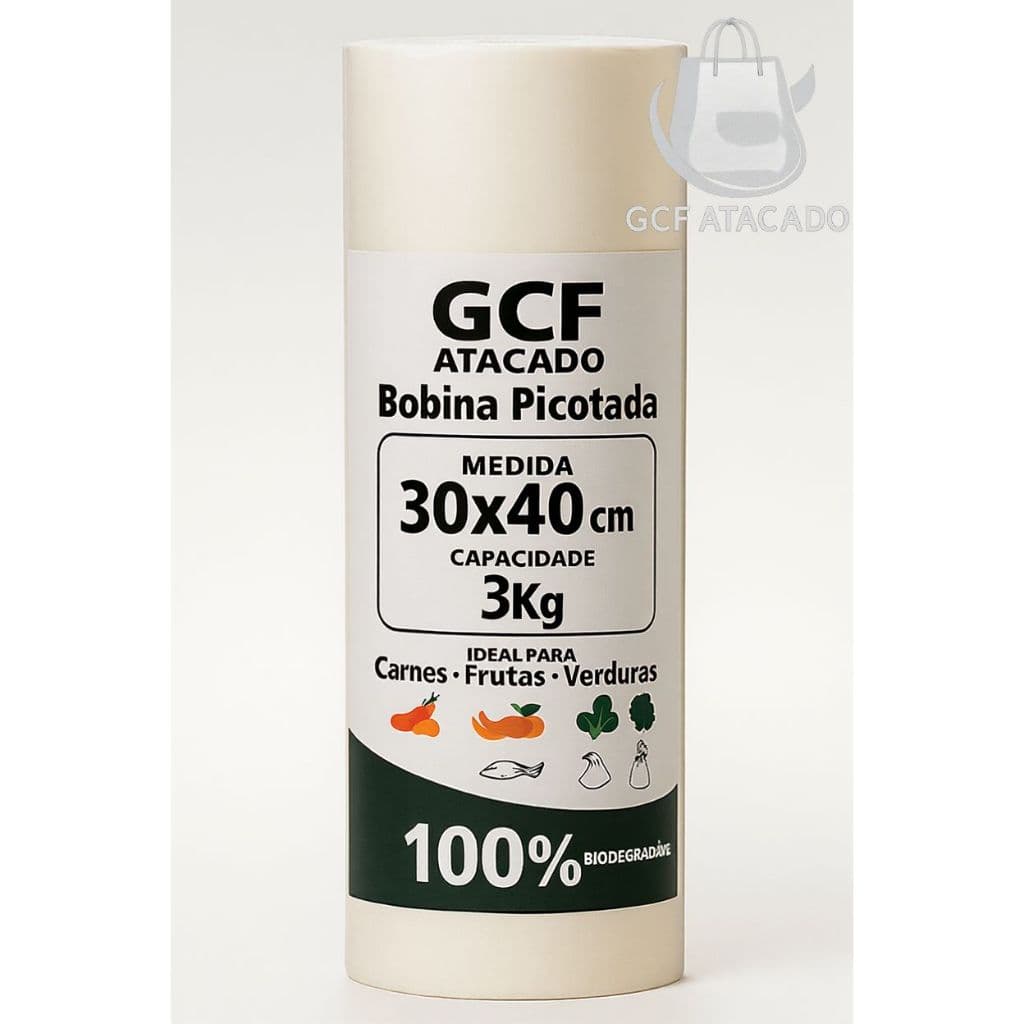Bobina Picotada 30x40 cm Rolo com 500 Sacos Plásticos Ideal para Comércio Alimentos Hortifruti