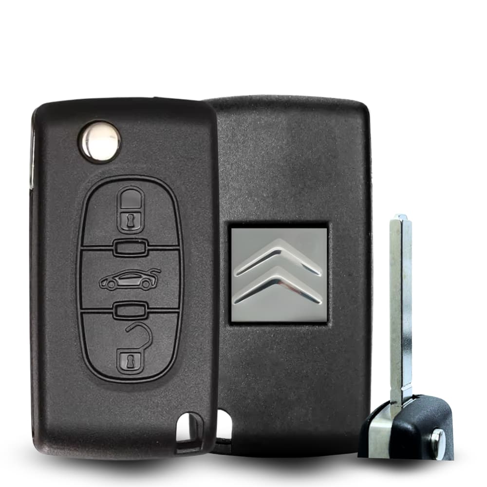 Capa Chave Canivete Citroen C3 C4 Pallas Vtr Aircross Com Suporte 3 Botões Porta Malas