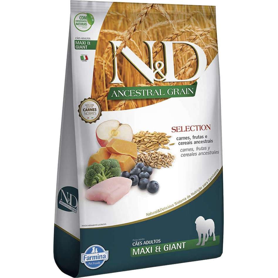 Ração 15kg N&D Ancestral Super Premium Frango e Frutas p/ Cães Adultos Raças GRANDES e Gigantes - ORIGINAL FARMINA