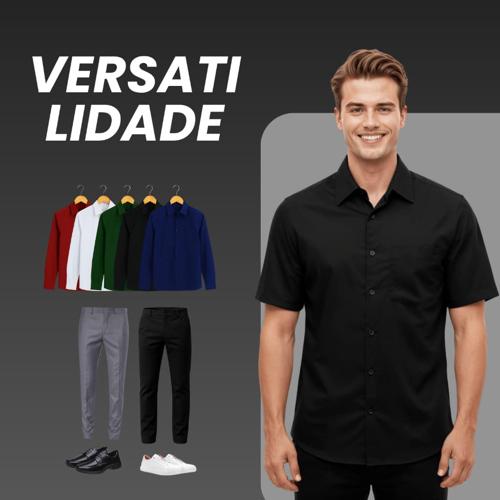 Camisa Social Manga Curta Microleve Passa Fácil Promoção