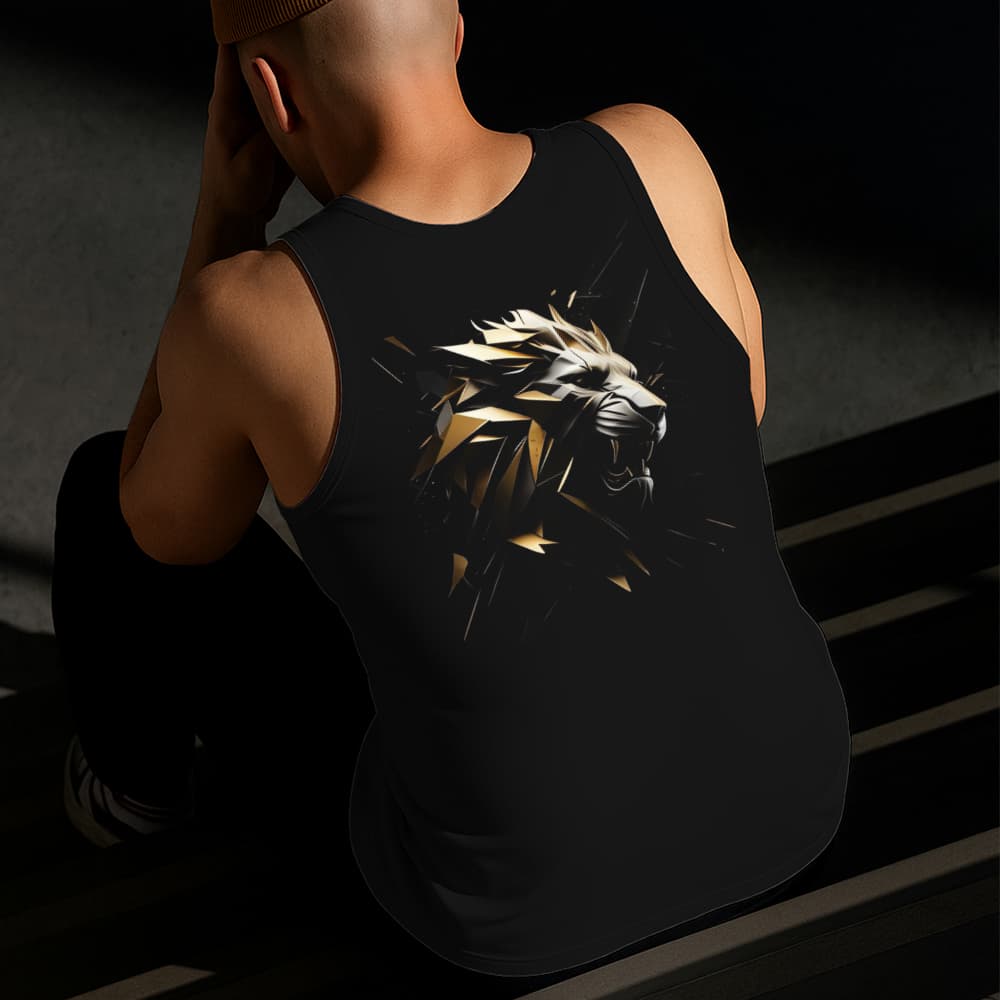 Camiseta Regata Masculina Estampada Leão Quebrado 100% Algodão Estilo Conforto Diário Do Tamanho P ao GG