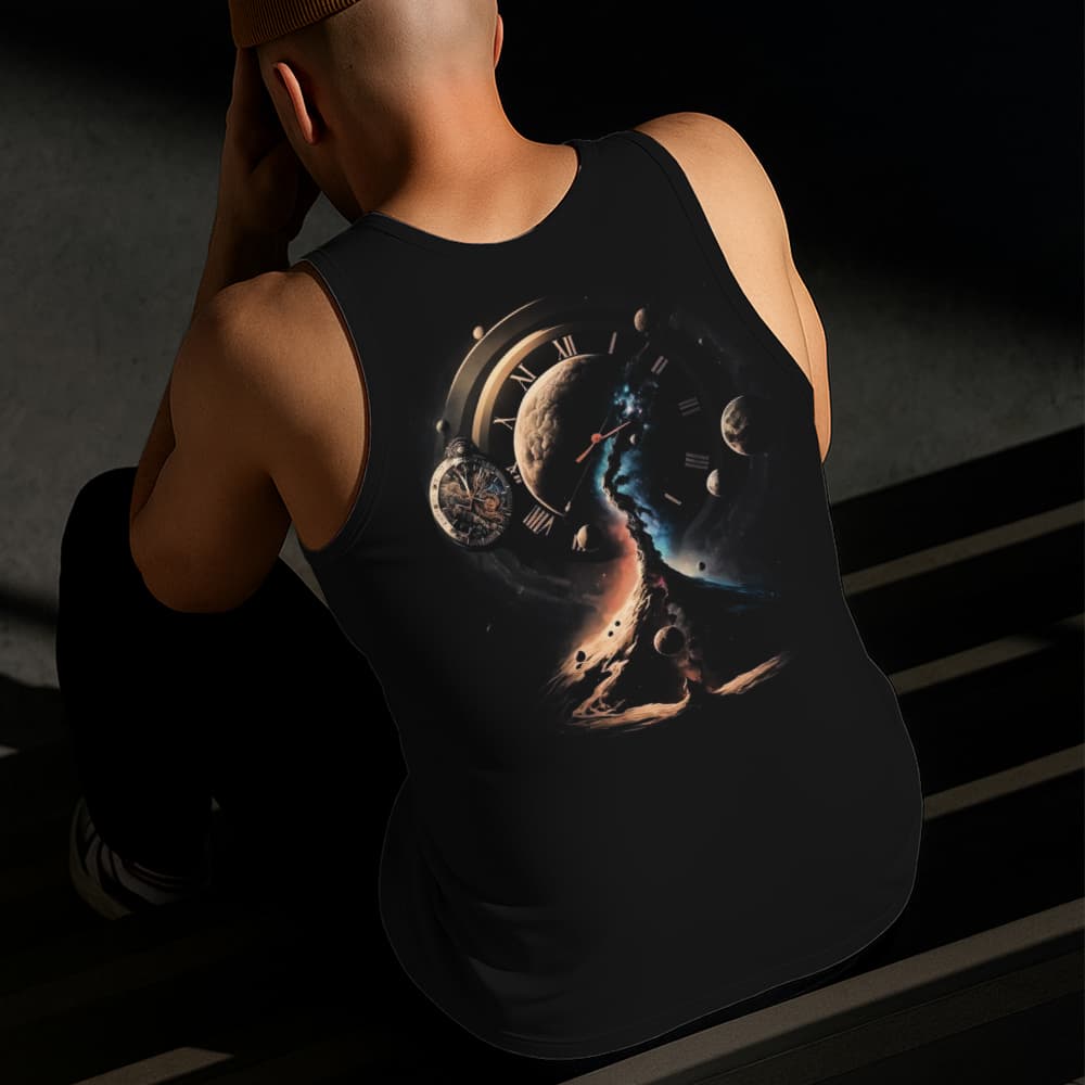 Camiseta Regata Masculina Estampada Tempo Planetário Algodão Estilo Conforto Diário Do Tamanho P GG