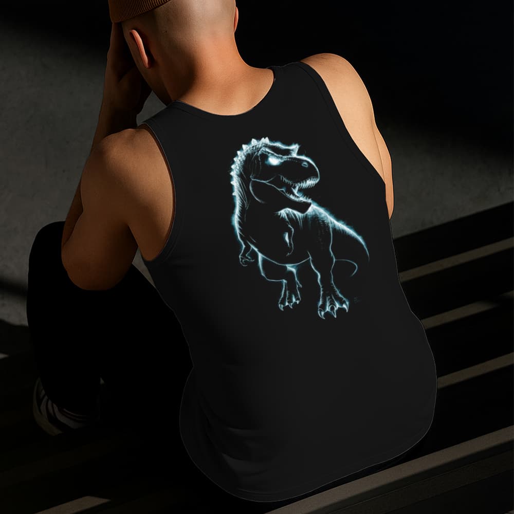Camiseta Regata Masculina Estampada Dinossauro Raio-X Algodão Estilo Conforto Diário Do Tamanho P GG