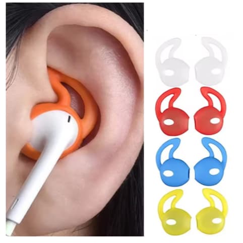 1 par de silicone macio intra-auricular, capa airpods, protetor almofadas de ouvido, anti-deslizamento, gancho de orelha