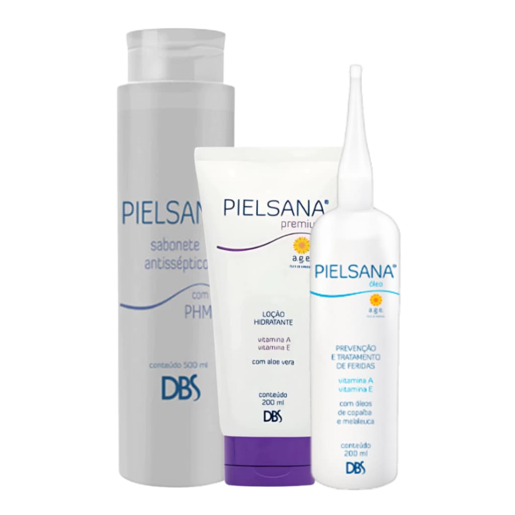Kit Pielsana Sabonete 500ml + Loção Premium 200ml + Óleo Dermoprotetor 200ml (1) Dbs