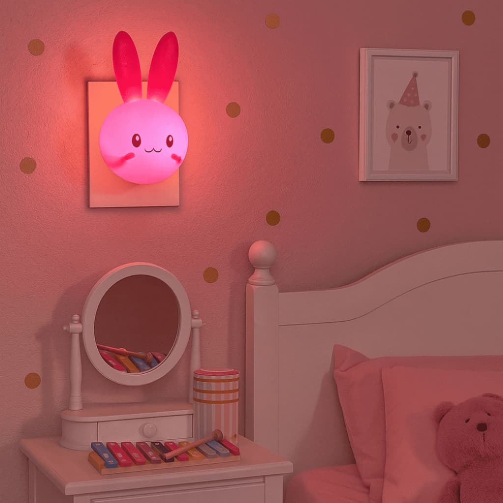 Luminária Infantil Luz Led Coelho Miffy Abajur De Tomada Para Quarto Infantil Luz Bebê Noturna Fofa