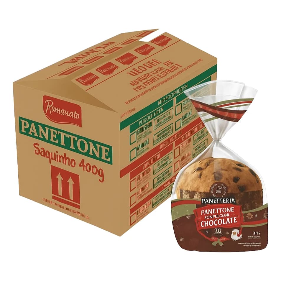 Panetone Romanato Polli 400g Caixa Fechada Com 12 Atacado - Gotas Chocolate ou Frutas cristalizadas