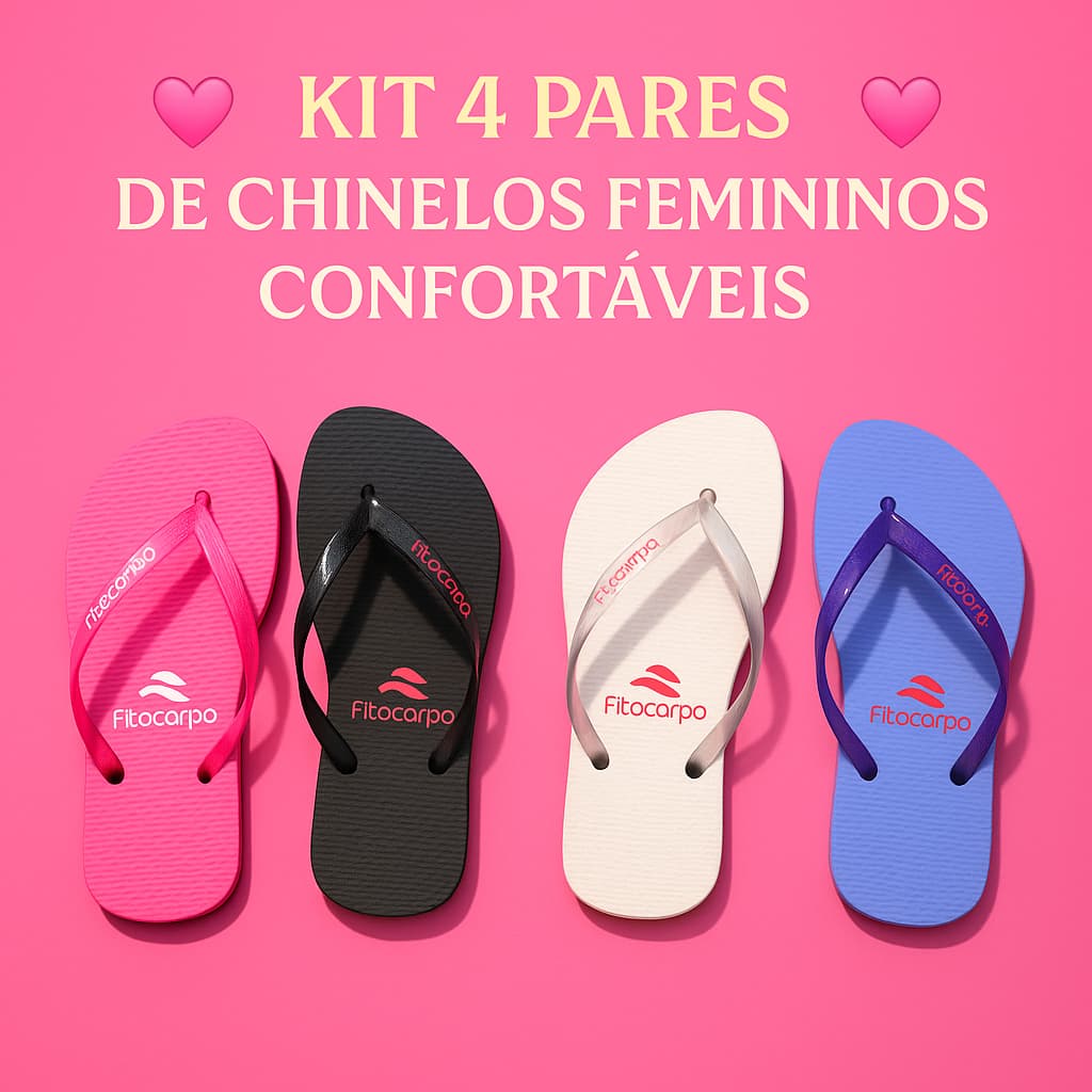 Kit 4 Chinelos Feminino de Dedo Fitscarpa Leve e Confortável para o Dia a Dia
