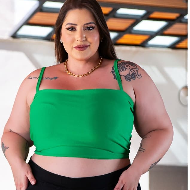 Top Faixa Cropped Feminino Plus Size Suplex Reforçado Moda Tamanho Grande Plus Saize