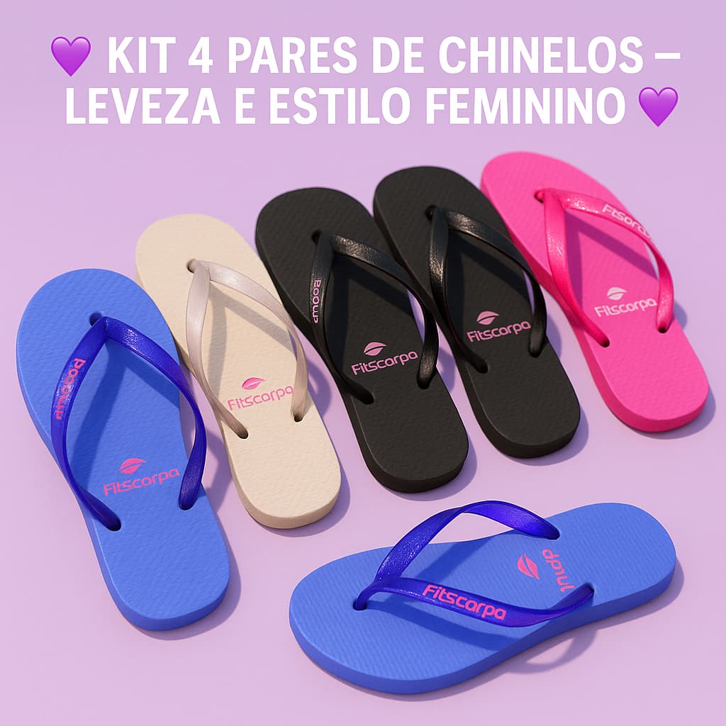 Kit 4 Chinelo Feminino de Dedo Fitscarpa Leve Macio e Antiderrapante