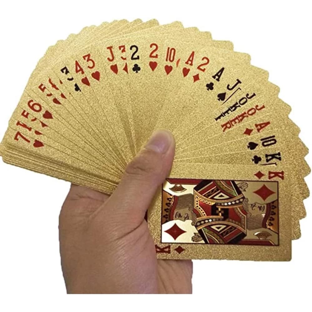 Jogo de Cartas Baralho Banhado Ouro 24k Dourado/Prata Dollar Truco Poker De Plastico Prova D'água