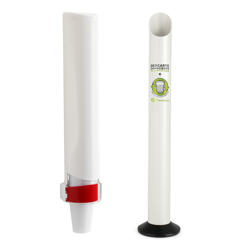 Porta Copos Descartáveis 180ml Branco C/ Fita fixação de parede E Lixeiras Suporte Redondo Copos Descartável Agua 200mL