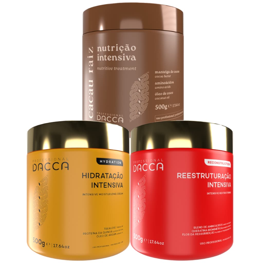 Dacca Profissional Cronograma Capilar Completo com Hidratação, Nutrição e Reconstrução