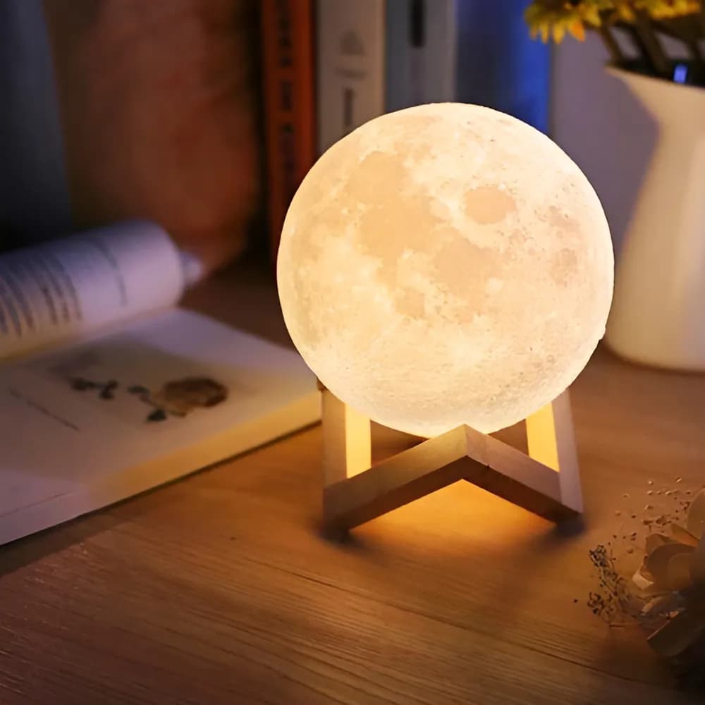 Luminária Led Abajur 3d Moon Lamp Lua Cheia Decoração