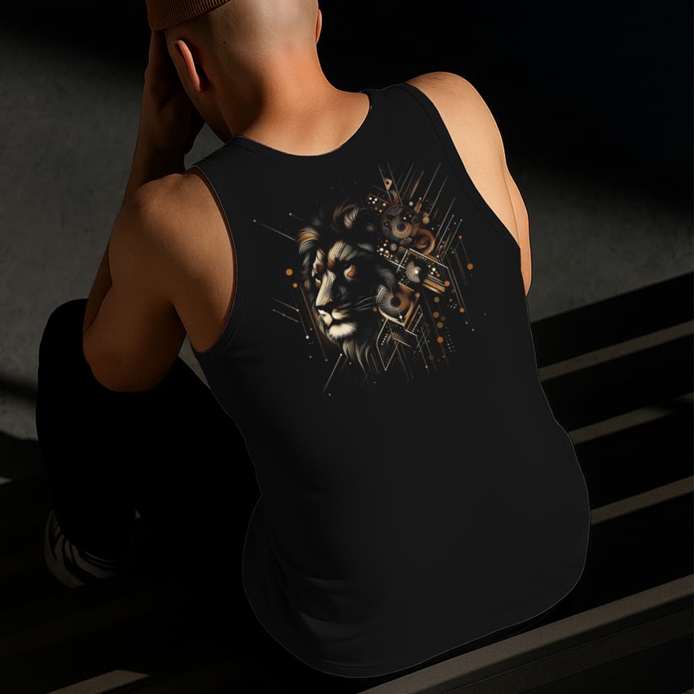 Camiseta Regata Masculina Estampada Leão Tecnológico Algodão Estilo Conforto Diário Do Tamanho P GG