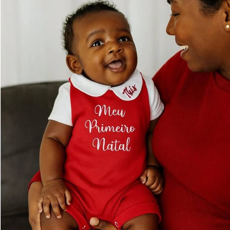 Conjunto natal bebê menino menina kit 2 peças meu primeiro natal