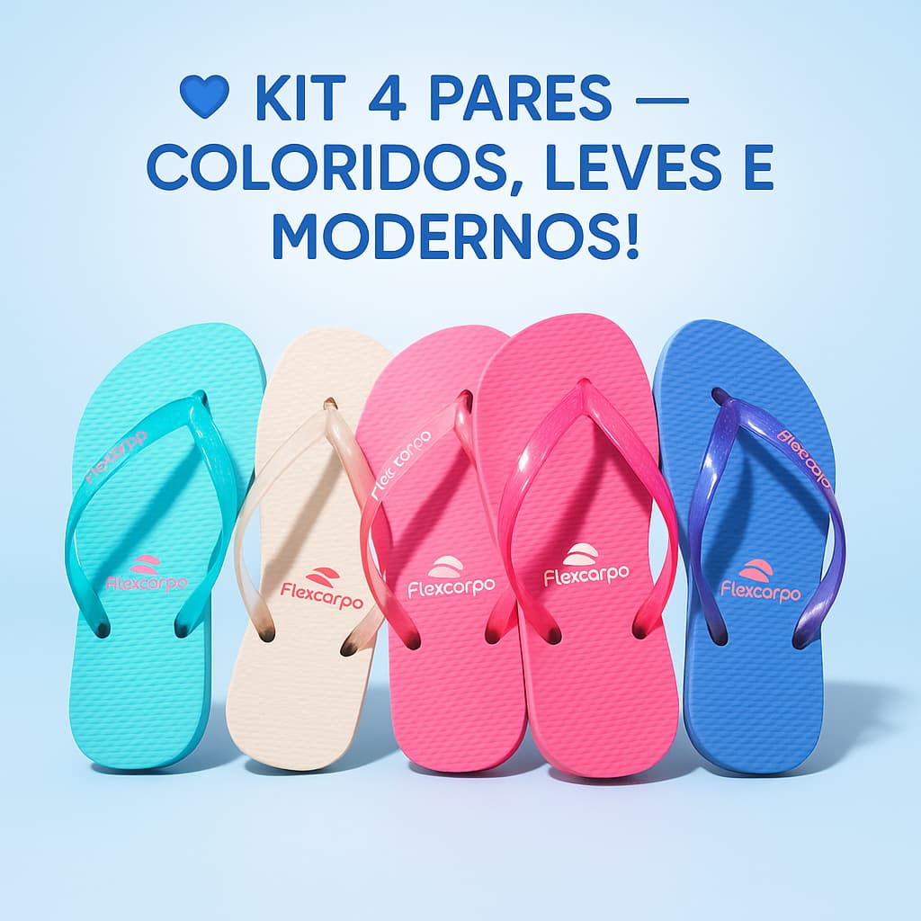 Kit 4 Chinelos Feminino de Dedo Fitscarpa Ideal para Caminhadas e Uso Diário