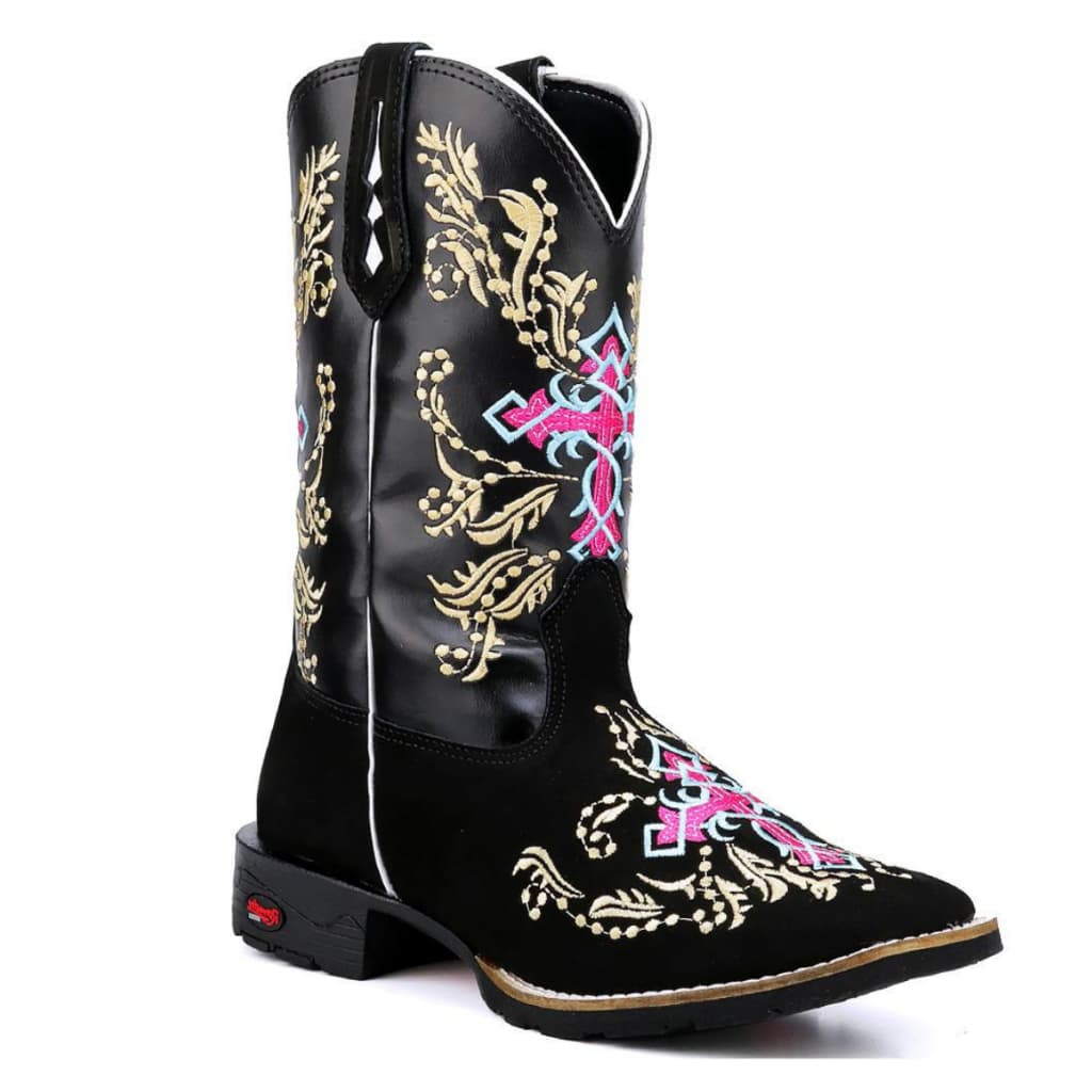 Bota Texana Feminina Cano Longo Bordada  Conforto Premium