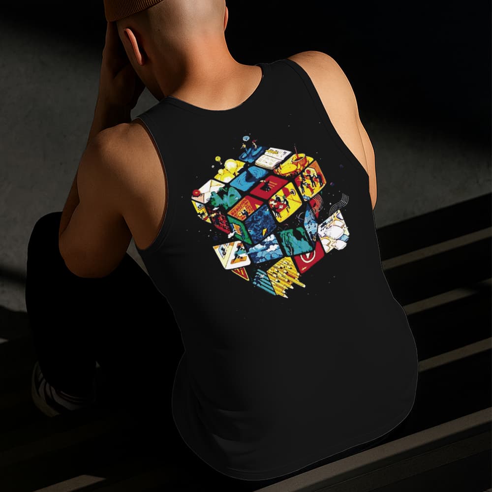 Camiseta Regata Masculina Estampada Dado Mágico 100% Algodão Estilo Conforto Diário Do Tamanho P ao GG