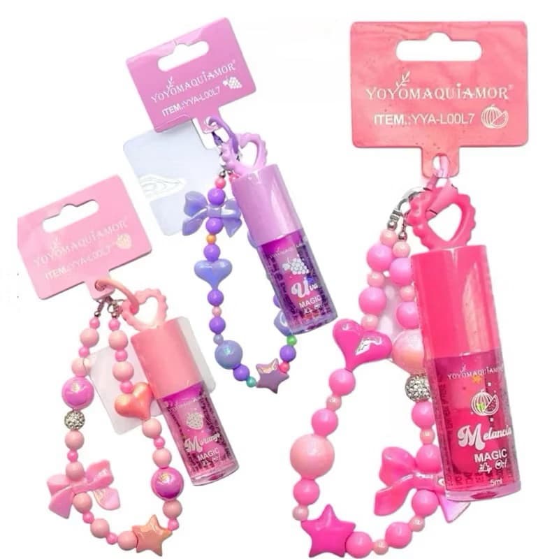 Gloss Brilhoso Rosa + Chaveiro Fofo Lançamento yoyomaquiamor