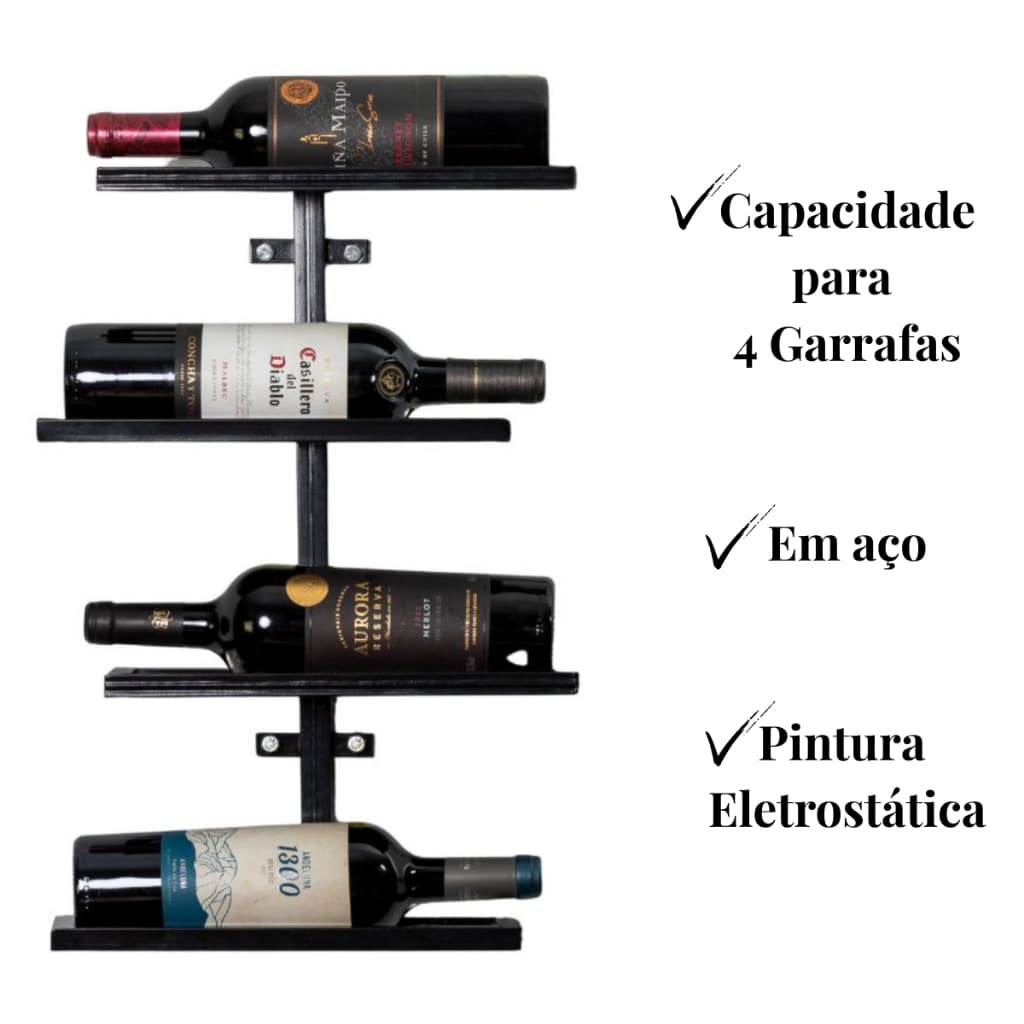 Adega de Vinho Suporte de Parede para 4 Garrafas ENVIO IMEDIATO