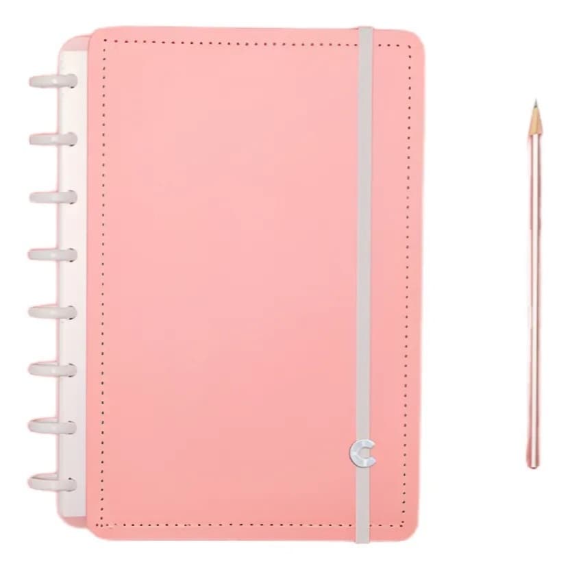 Caderno Inteligente Rose Pastel A5 80 Folhas 8 discos - Caderno Inteligente