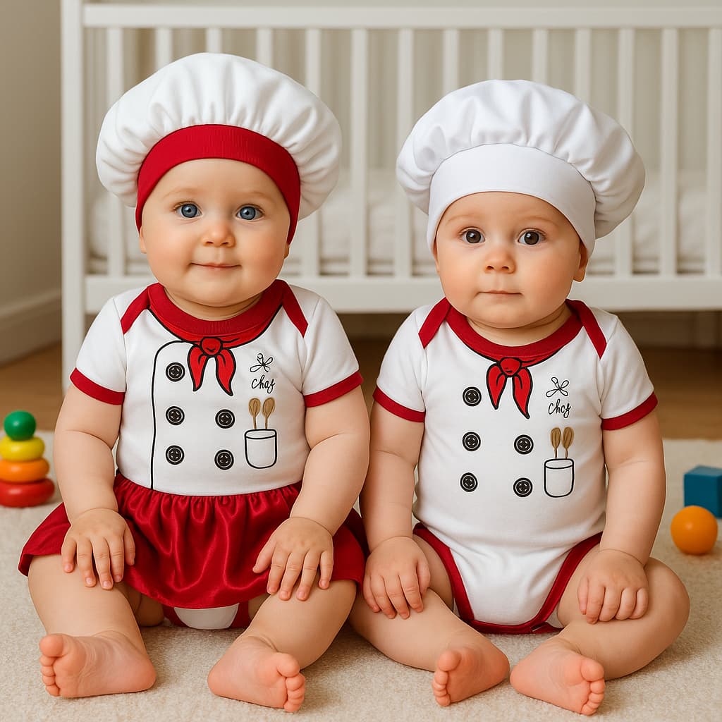 Body Bebe Cozinheiro Temático Mêsversario Com Touca - Chefe De Cozinha