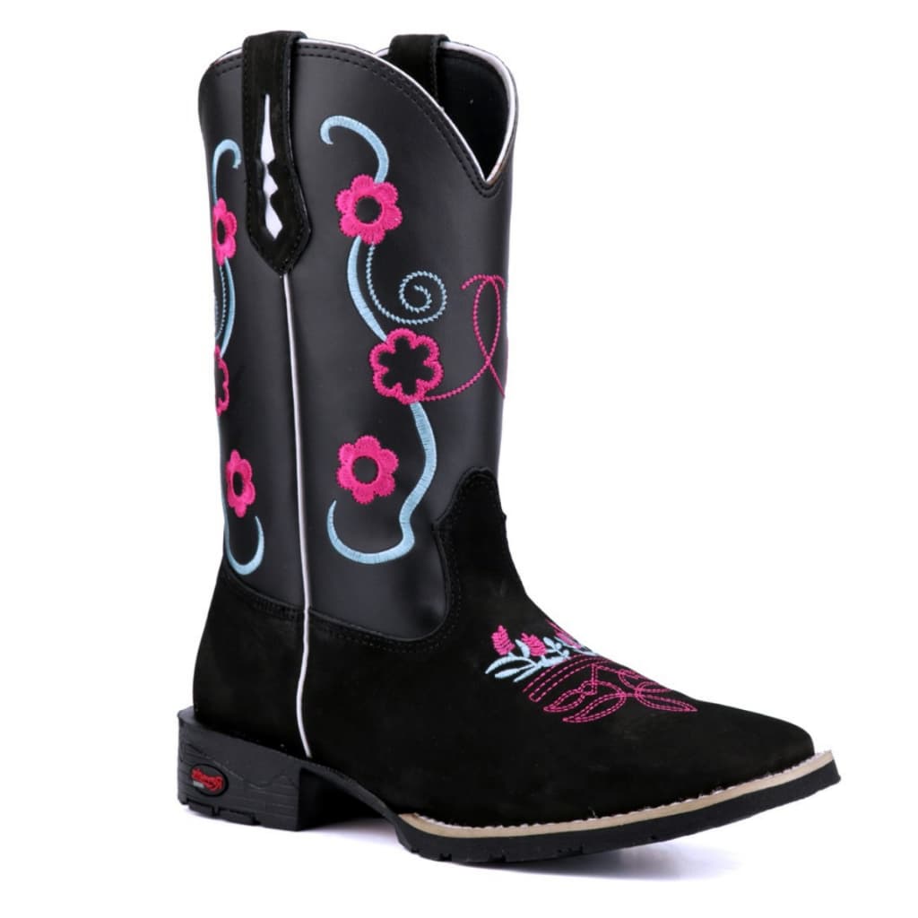 Bota Feminina Texana Bico Quadrado Country Em Couro Montaria