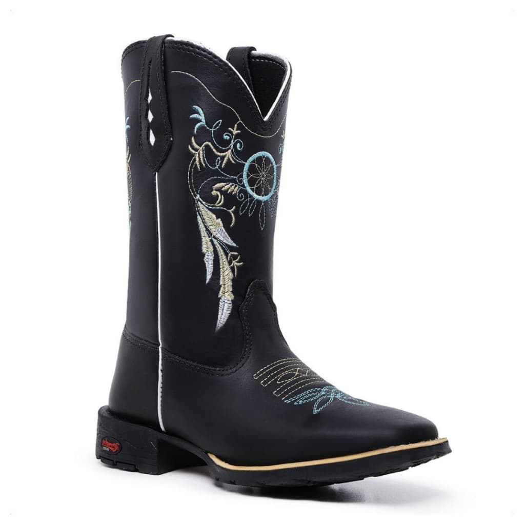 Bota FemininaTexana Cano Médio Em Couro Bordada Country Confortável  Montaria