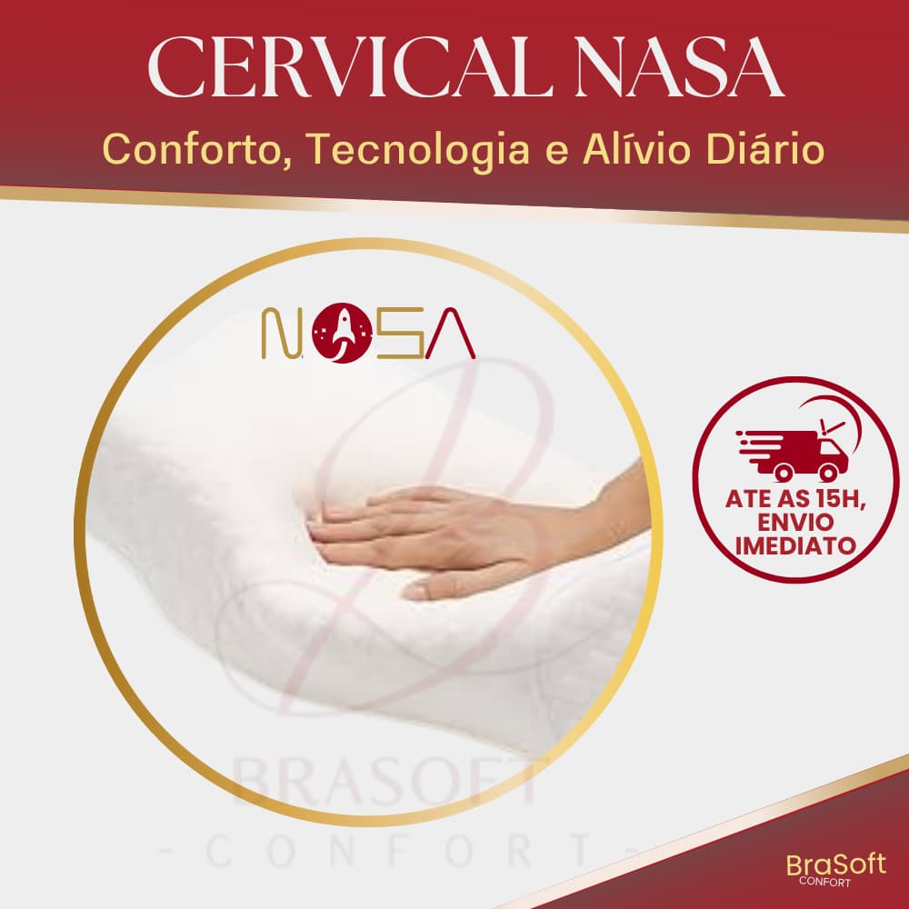 Travesseiro Nasa Cervical Ortopédico Antialérgico Viscoelastico BraSoft