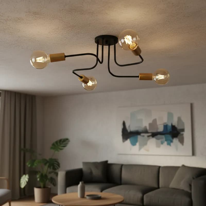 Luminária de Teto Sputnik 4 Braços Lustre Aranha Plafon Sobrepor em Aluminio 127v/220v