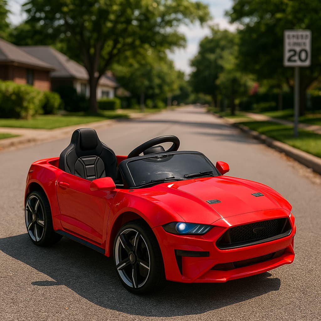 Mini Carro Elétrico Tipo Mustang Vermelho Com Controle Luz Som Voltagem Do Carregador 110v/220v