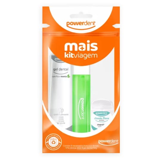 Kit viagem de higiene oral Powerdent Mais |  Kit escova | Kit viagem | Kit viagem